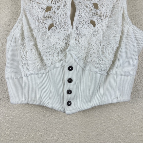 Free People Have My Heart Cropped White Top‎ Size Medium Women - Picture 5 of 14